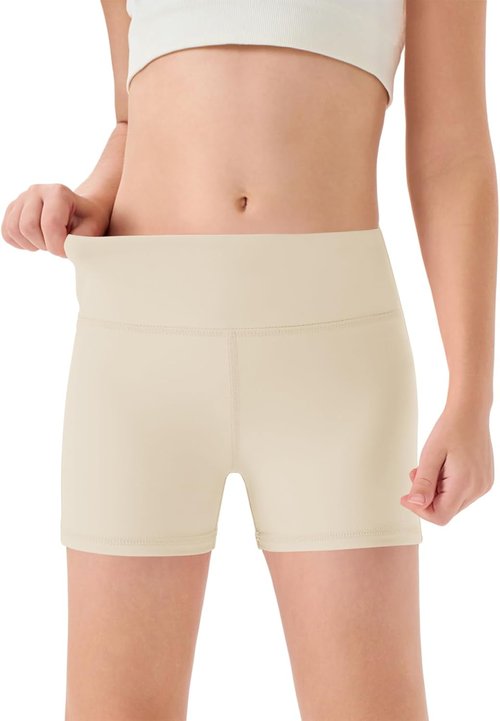 Haloumoning Girls Athletic Shorts - High-Waisted Yoga & Dance Biker Shorts | Comfy for Ages 5-14Y