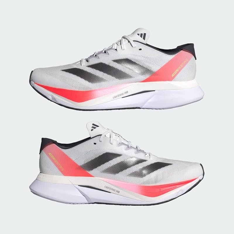Adizero Boston 12 Running Shoes - White Aurora Met Solar Red 10.5