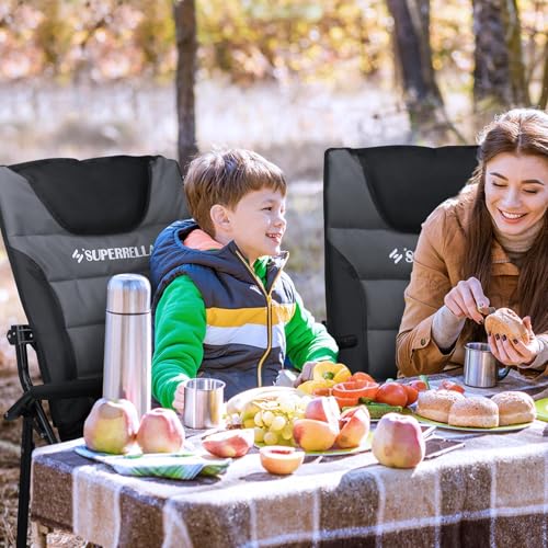 Superrella Portable Camping Chair with Movable Backrest & Padded Seat