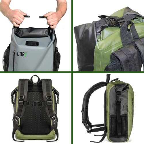 COR Surf Waterproof Dry Backpack with Padded Laptop Sleeve - 40L Green