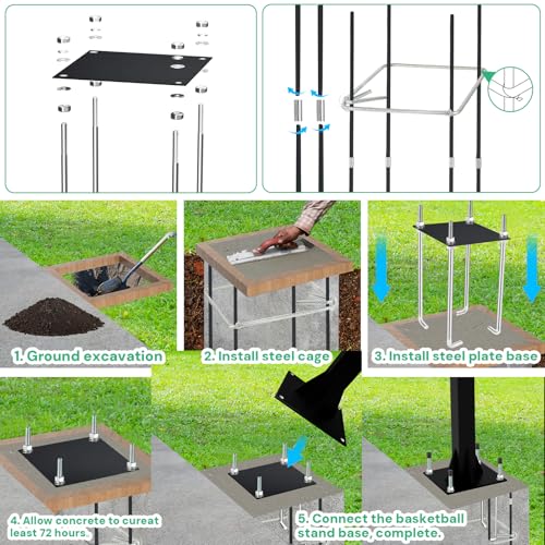 Utag 7-Inch Heavy-Duty Basketball Hoop Anchor Kit - Black
