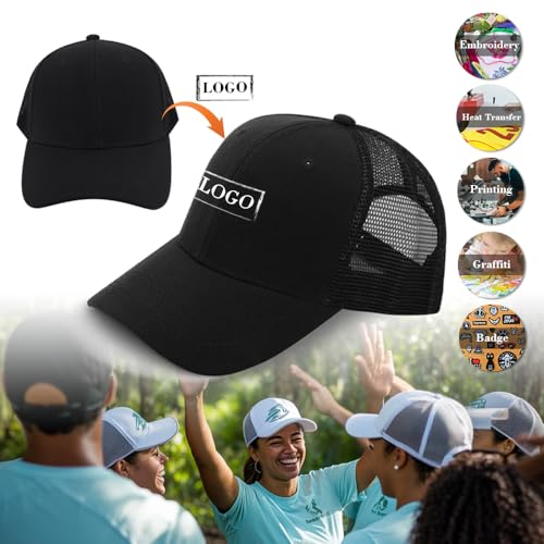Black 24 Pack Mesh Trucker Hats - Adjustable Baseball Caps for Men and Women