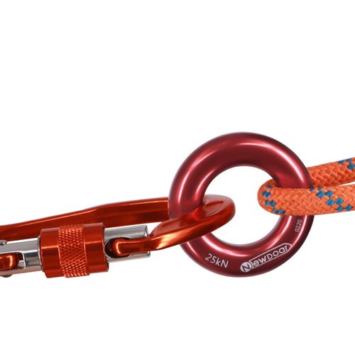NewDoar Rappel Ring 25kN Gold Large O-Ring Rope Connector for Rock Climbing Arborist Rescue Hammock and Slackline(Red 2pcs)