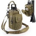 Brown 1TG Tactical Magnetic Gym Water Bottle Bag with Phone Pockets & 64oz Capacity