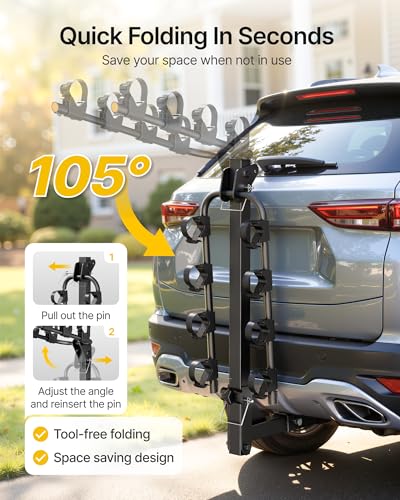 monTEK 4-Bike Hitch Rack for Cars Trucks SUVs | 2-Inch Receiver, Fold & Tilt, 150LBS Capacity
