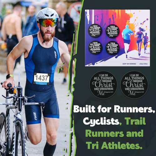 Race Bib Clips - Biblical Verse Design, Black - 12 Pack for Runners