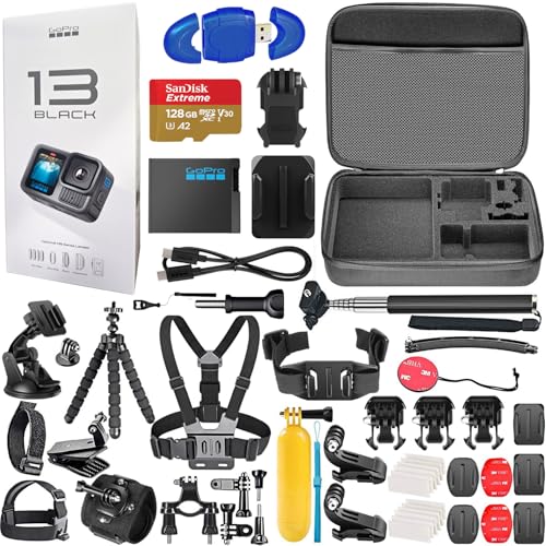 GoPro HERO13 Black Waterproof Action Camera with 5.3K Video, 27MP Photos, Live Streaming & 128GB Kit
