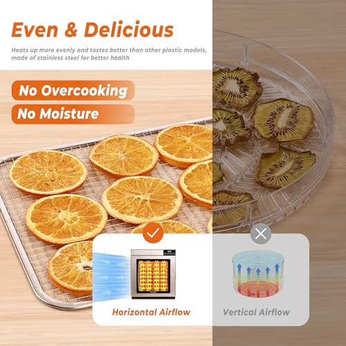 Food Dehydrator Machine with 5 Stainless Steel Trays - Digital Timer & Temperature Control - Silver - Model 2015YJ
