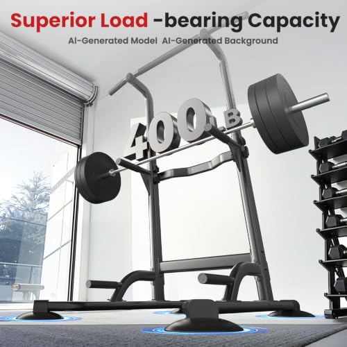 Black Free Standing Pull Up Bar with Dip Station & Adjustable Height - Heavy Duty Fitness Equipment