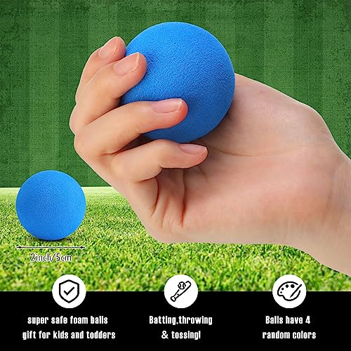 Foam Baseball Bat Set - 4 Pieces 24 Inch Soft Bat with Safe Balls for Kids & Beginners