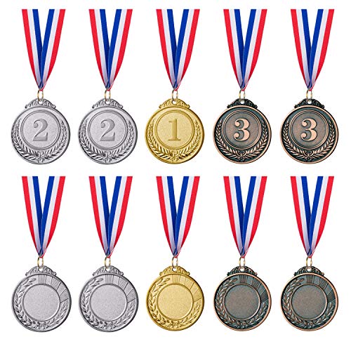 96-Piece Metal Award Medals Set for Sports and Competitions - Gold, Silver & Bronze with Ribbons