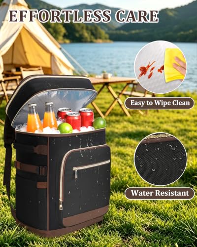 Leak Proof Insulated Backpack Cooler 48 Cans Waterproof Black