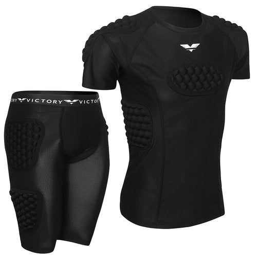 Protective Padded Compression Shorts for Snowboard, Skate, Ski, Football, Basketball - Hip, Butt and Tailbone Padding (Large)