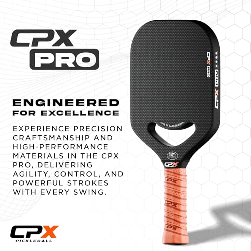 CPX Pro Carbon Fiber Pickleball Paddle - Edgeless, Honeycomb Core, Black Pro Variation