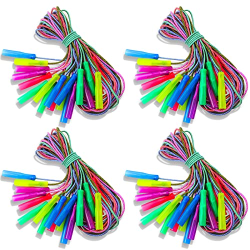 100 Multicolor Adjustable Jump Ropes for Kids - 7.8ft Bulk Set