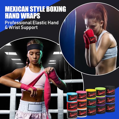 Multicolor Boxing Hand Wraps 15 Pairs, 180 Inches Support & Protection