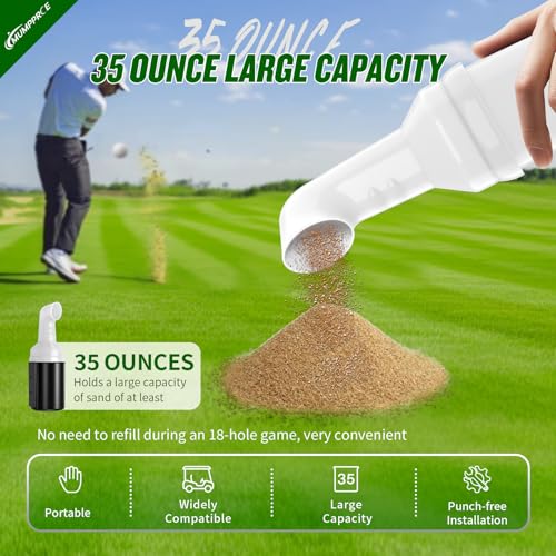 Golf Cart Sand Bottle with Holder No Drilling - Large Capacity Divot Filler