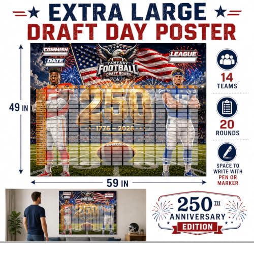 2026-2027 Fantasy Football Draft Board 250th Anniversary Patriotic Design