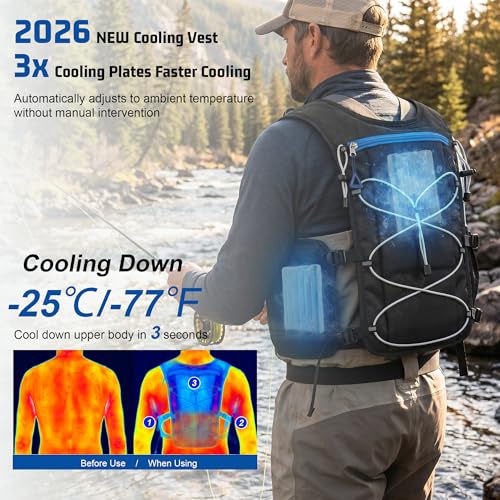Cooling Vest for Men & Women - Aerospace-Grade Ice Vest, Black, Medium, Water-Activated