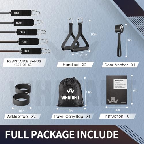 Resistance Bands with Handles Set - 150 lb Adjustable Workout Bands - Deep Gray