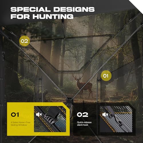 2-3 Person Pop Up Hunting Blind with 270° See-Through Windows, Portable Ground Concealment