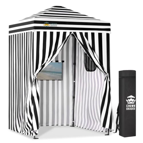 CROWN SHADES 5x5 ft Pop Up Changing Tent Portable Privacy Shelter Black/White