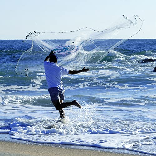 Goture 1/4in Mesh Size Cast Net 3ft-12ft Radius Hand Throwing Bait Net