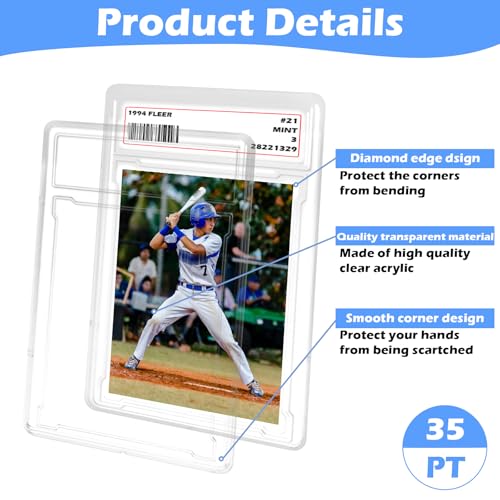 100 Pack Trading Card Holders with Label Area - 35PT Capacity for Standard 2.6x3.5 Inch Cards
