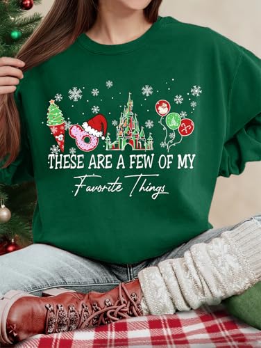 Christmas Sweatshirt for Women Green Medium Magic Merry Holiday Crewneck Pullover