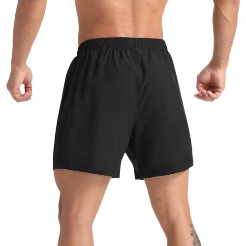 MAXCK 2 Pack Mens Lightweight Athletic Running Shorts 5'' Quick Dry Gym Workout Shorts with Zipper Pockets Black/Dark Grey,Large