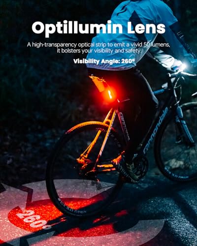 Bike Tail Light with Sync & 50 Lumens - Waterproof USB Rechargeable