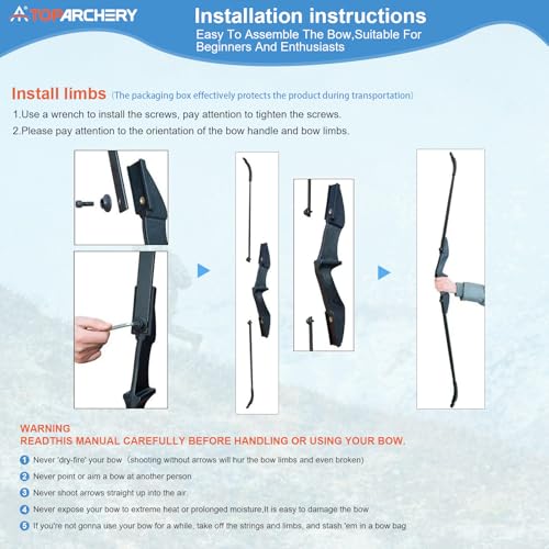 TOPARCHERY 30LBS Recurve Bow and Arrow Set for Adults & Youth - Takedown with 12 Arrows, Accessories