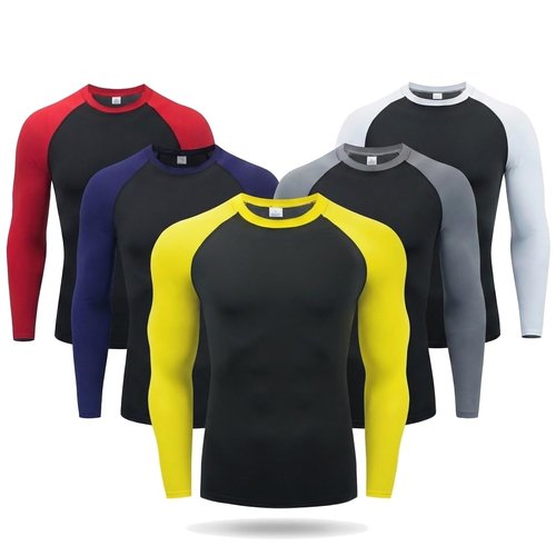 5 Pack Men's Long Sleeve Compression Shirts Base Layer, Dry Fit Moisture Wicking Running Gym Workout Undershirt Athletic Top(US, Alpha, X-Large, Regular, Regular, 5 Pack)