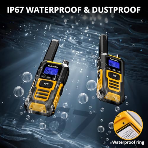 Radioddity HD-1 4 Pack Waterproof Floating Walkie Talkies IP67 Heavy Duty Two-Way Radios