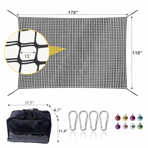LPIW Black Kids Climbing Net 14.8ft x 9.9ft Double Layer Playground Safety Mesh