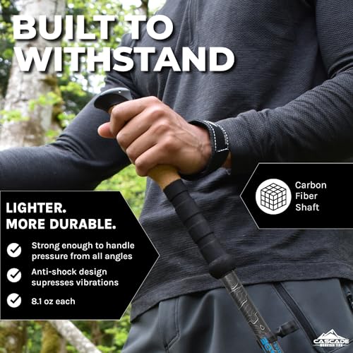 Grey Carbon Fiber Trekking Poles - Adjustable Hiking Sticks with Cork Grip