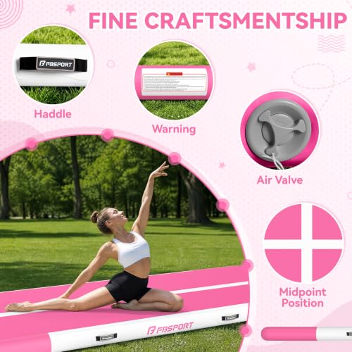 Inflatable Gymnastics Training Mat - 10ft x 3.3ft x 4in Rose Air Track for Home & Gym