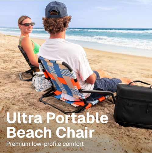 GoSports Outdoors Baja Low Profile Folding Beach Chair - Lightweight, Portable with Shoulder Strap