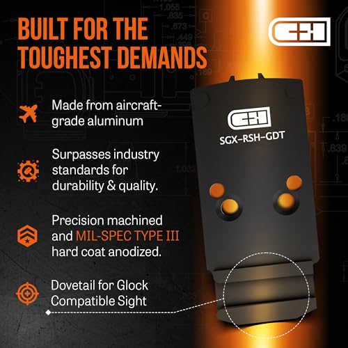 C+H Precision Optics Adapter Plate for SIG P320 Legion with Glock Dovetail, RMR/SRO & Holosun Compatibility