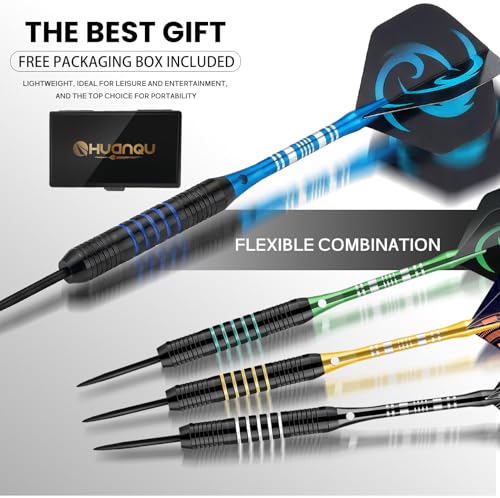 24g Steel Tip Darts Set with Aluminum Shafts & Sharpener - Professional Dart Kit for Adults