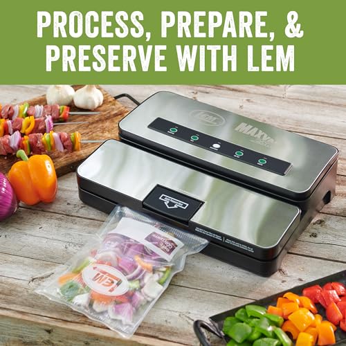 LEM MaxVac 250 Vacuum Sealer Machine - Heavy-Duty Food Preservation, Food Sealer with Roll Cutter, One-Hand Locking Lid