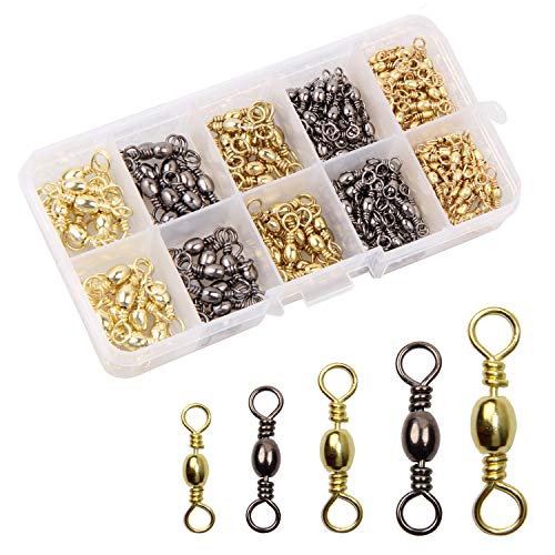 200 Pcs Fishing Barrel Swivels Set with Solid Copper & Stainless Steel, Multiple Sizes