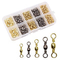 200 Pcs Fishing Barrel Swivels Set with Solid Copper & Stainless Steel, Multiple Sizes