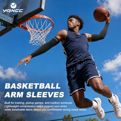 UV Sun Protection Arm Sleeves 6 Pairs Compression Sport Sleeves Men Women - Black, Gray, Blue