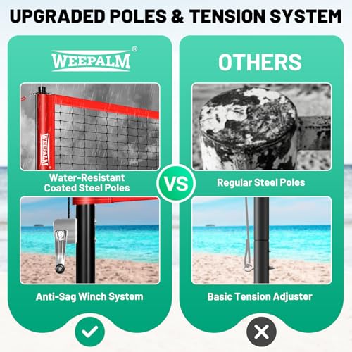 32FT Portable Volleyball Net Set with Anti-Sag Winch - Outdoor Play Equipment