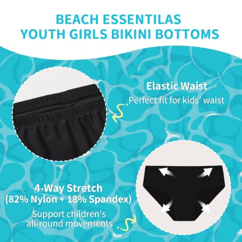 Girls Swim Bikini Bottoms Fully Lined UPF 50+ Black 12 - Girls' Swimsuit Bottoms