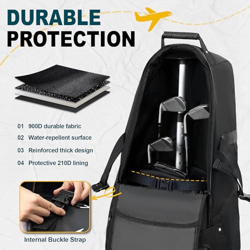 uniHimal Soft-Sided Golf Travel Bag with Wheels - Black-Gray, 900D Oxford