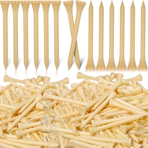 3-1/4 Inch Bamboo Golf Tees Bulk - Natural Wood Color, 3500 Pieces