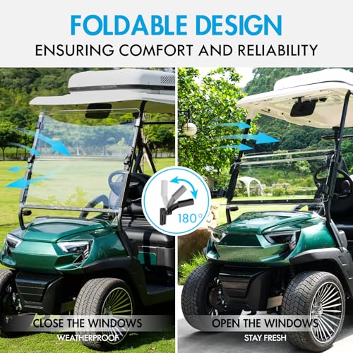 EZGO TXT Golf Cart Windshield - Clear 1994-2013 Impact-Resistant Polycarbonate Foldable