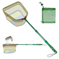 Kids Fishing Net with Bait Pouch - Collapsible Rainbow Mesh for Outdoor Play - Style 2 Green